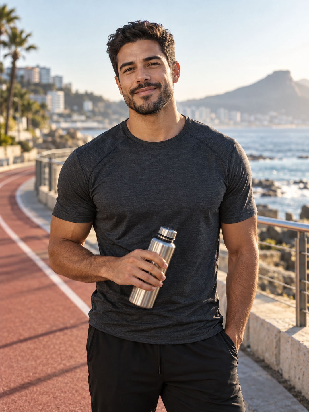 Leo Cruz, fictional AI showcase model in fitness styling