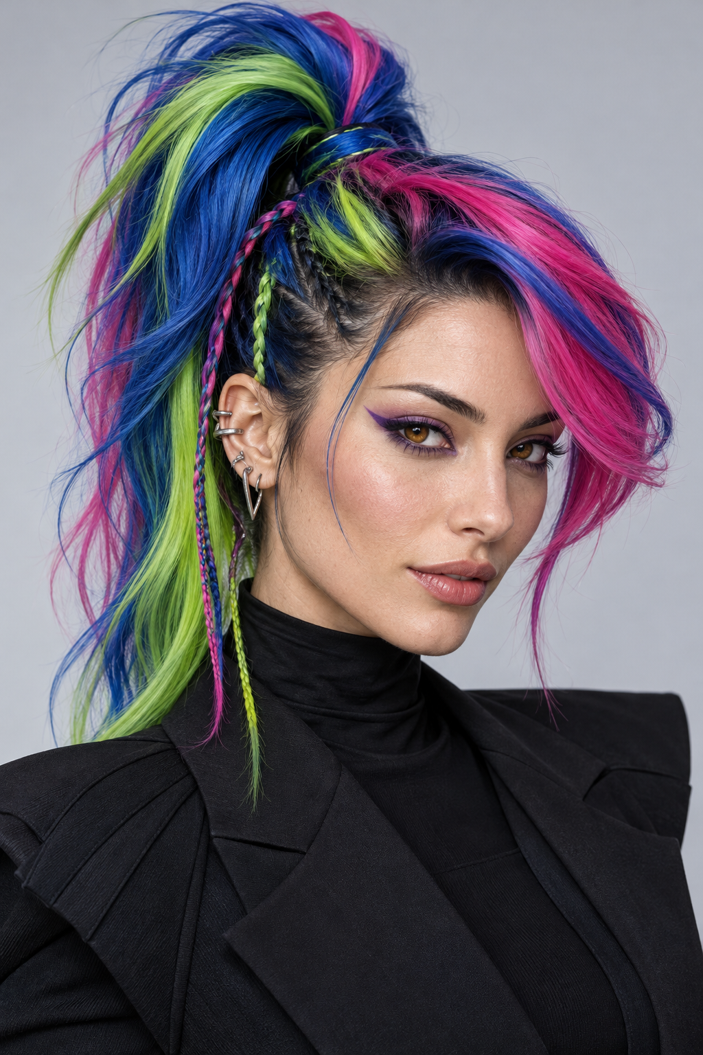 Electra Vale, fictional AI showcase model in alternative styling