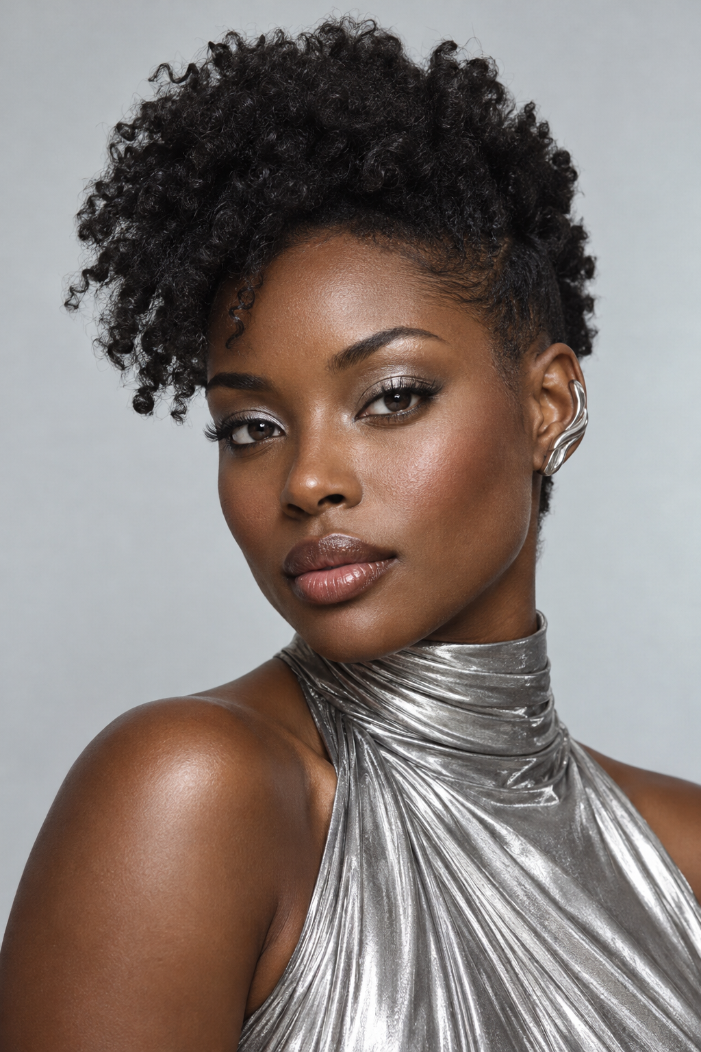 Zuri Lane, fictional AI showcase model in glam styling