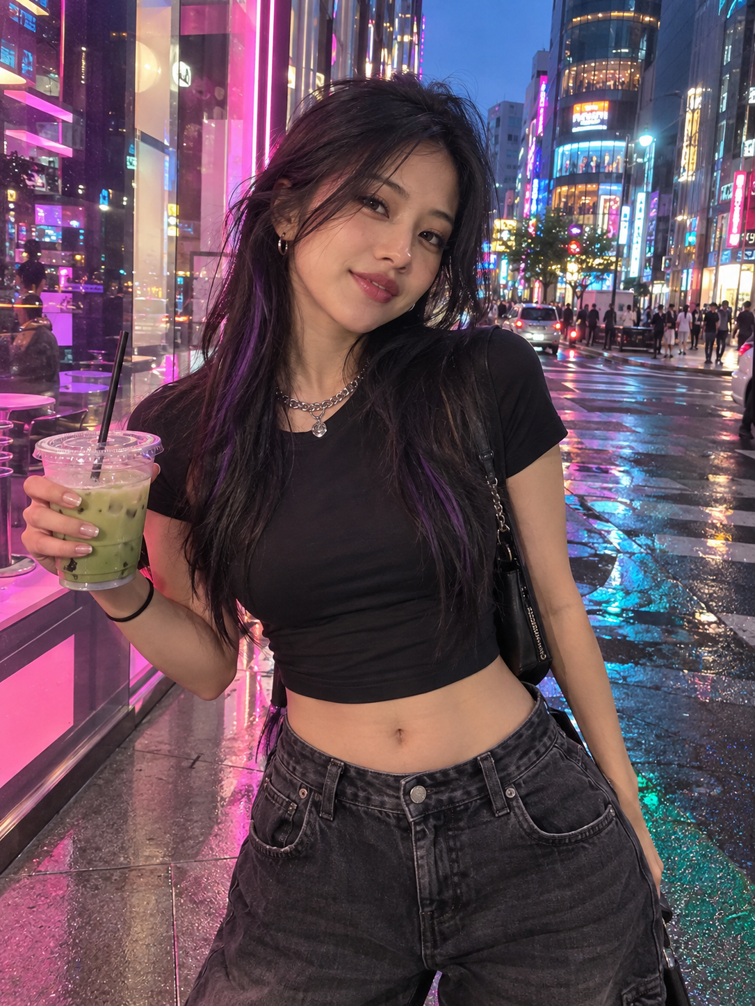 Mika Vale, fictional AI showcase model in streetwear styling