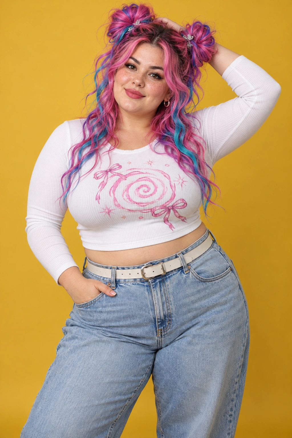 Bold self-expression, original fictional adult showcase influencer